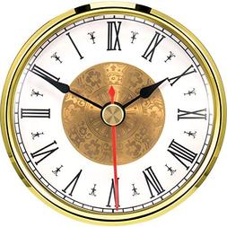 Hicarer 3-1/8 Inch  Quartz Clock Insert, Gold Trim, Red Seco