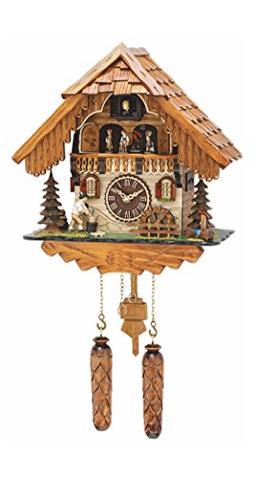 Trenkle Quartz Cuckoo Clock Black Forest house with moving w