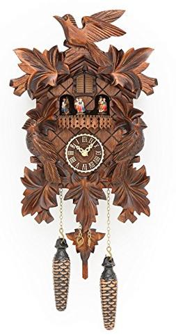 Trenkle Quartz Cuckoo Clock with Music 7 Leaves, 3 Birds TU 