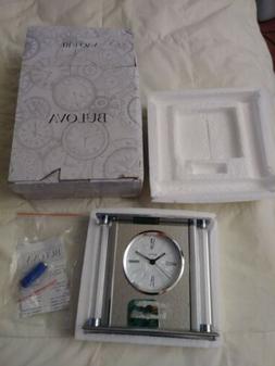 Bulova Quartz Mantel Desk Clock B2454 - Silver and Glass-Per
