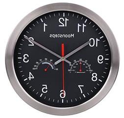 Moonsteps 12" Quartz Silent Metal Frame Digital Wall Clock N