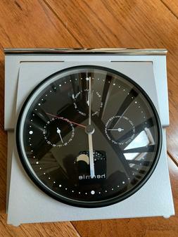 Rare Desk Modern Desk Clock - Hermle - Grey/Nickel Plated - 