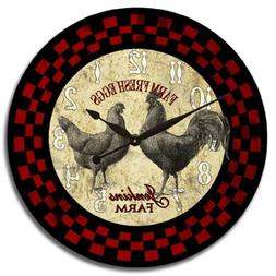 Red & Black Rooster Wall Clock, Available in 8 sizes, Most S