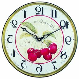 Roger Lascelles Red Cherries French Wall Clock, 14.2-Inch
