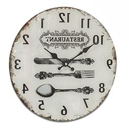 Restaurant Cutlery Kitchen Clock, Roman Numerals, Analog, Kn