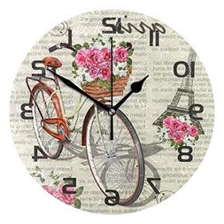 Dozili Retro Bicycle Eiffel Tower Theme Decorative Wooden Ro