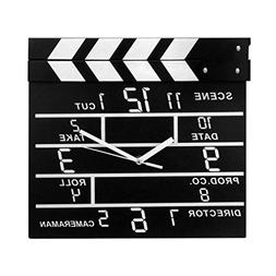 Kinger_Home Large Retro Cinema Movie Slate Analog Wall Clock