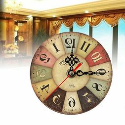 Retro Display Wooden Printed Wall Clock Living Room Home Dec