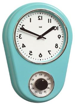 Bai Retro Kitchen Timer Wall Clock, Turquoise