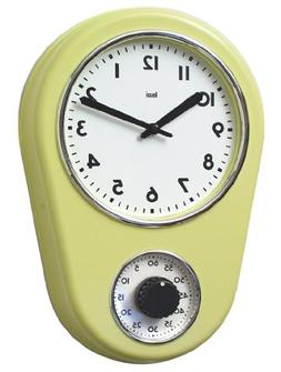 BAI Retro Kitchen Timer Wall Clock, Chartreuse