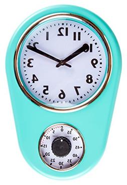 Retro Kitchen Timer Wall Clock, Torquise. By Lily's Home