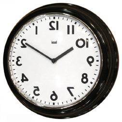 Bai Retro Modern 12" Round Wall Clock, Black