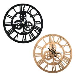 Retro Skeleton Clock Black/Gold Acrylic Round 30cm For Steam