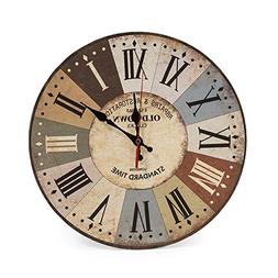 LOHAS Home 12 Inch Retro Wooden Wall Clock Farmhouse Decor, 