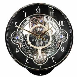 Rhythm Musical Magic Motion Wall Clock Black Gear Rotating D