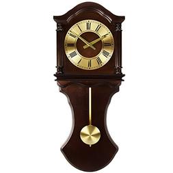 Roman Numeral Wall Clock Vintage With Pendulum Chiming Wood 