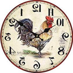 Moonluna Rooster Rustic Wooden Wall Clock Christmas Farmhous