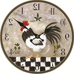 Rooster Wall Clock Battery Operated Art Silent Non-Ticking S