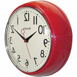 Westclox Round Retro Wall Clock Red 9.5 Inches