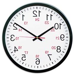 Universal 10441 - 24-Hour Round Wall Clock, 12-3/4in, Black