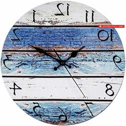 Bernhard Products Rustic Beach Wall Clock 12" Round, Silent 