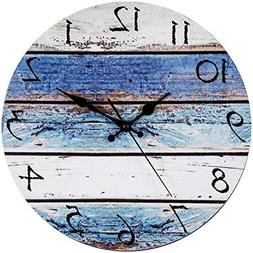 Bernhard Products Rustic Beach Wall Clock 12" Round, Silent 