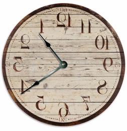 RUSTIC BROWN WOOD Clock - Large 10.5" Wall Clock - 2027