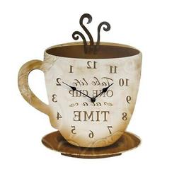 Rustic Decorative Coffee Cup Modern Analog Wall Clock Farmho