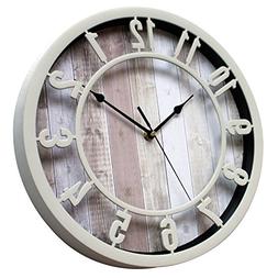 Sunbright 12 Inch Rustic Decorative Noiseless Wall Clock Sil