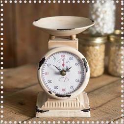 Rustic Distressed Farmhouse Style Small Kitchen Scale Clock 