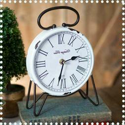 Rustic Distressed Farmhouse Style Time Tabletop Clock for De
