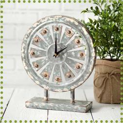 Rustic Distressed Farmhouse Style Windmill Tabletop Clock fo