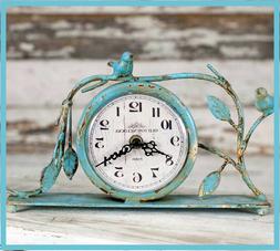 Rustic Distressed Primitive Style Songbird Clock for Mantel 