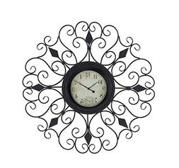 Deco 79 Rustic Metal Scrollwork Wall Clock, 36" D x 2" W, Bl