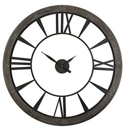 Rustic Round Iron Bronze Wood Wall Clock | Oversized Open De