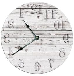RUSTIC WHITE BEACH BOARD CLOCK Large 10.5 inch Wall Clock PR