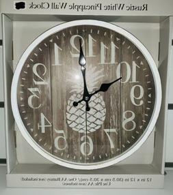 Rustic White Pineapple 12" Wall Clock Home Decor