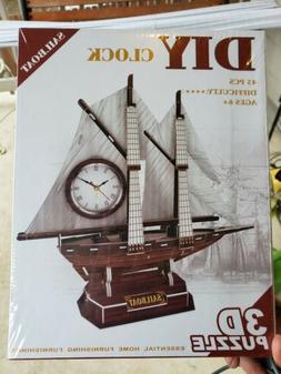 SEALED Calebou 3D DIY Puzzle : SAILBOAT ALARM CLOCK Model No