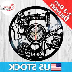 Sewing Instruments Hobby Sew Vinyl Record Wall Clock Gift Fo