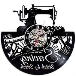 Sewing Machine Vinyl Record Wall Clock Great Idea for Tailor