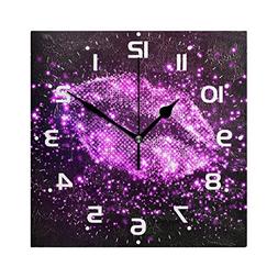 Naanle Sexy Sparkling Purple Glitter Lip On Black Round/Squa