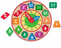 Shape Sorting Clock 12 Pc Sturdy Wooden Construction Prescho