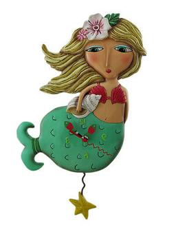 Allen Designs Shelley Mermaid Starfish Pendulum Wall Clock