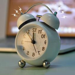 Silent Analog Alarm Clock Vintage Retro Classic Night Light 