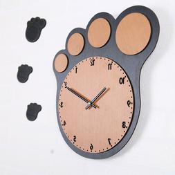 Silent Design Foot Shaped Clock Hanging Wooden Indoor Decora