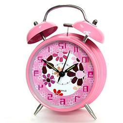 hito 4" Pink Silent Alarm Clock Battery Operated Night Light
