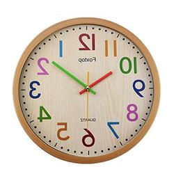 Foxtop Silent Non-Ticking Kids Wall Clock Large Decorative C