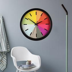 Silent Sweep Rainbow Round Wall Clock Home Kitchen Office Fo