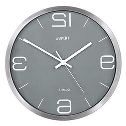 Stylish Elegant Modern Non-ticking Metal Round Wall Clock Si