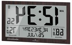Marathon Slim Atomic Full Calendar Clock with Indoor/Outdoor